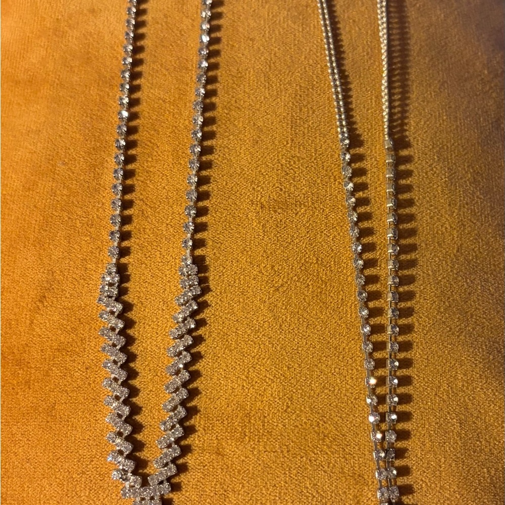 Elegant rhinestone “Y” necklaces